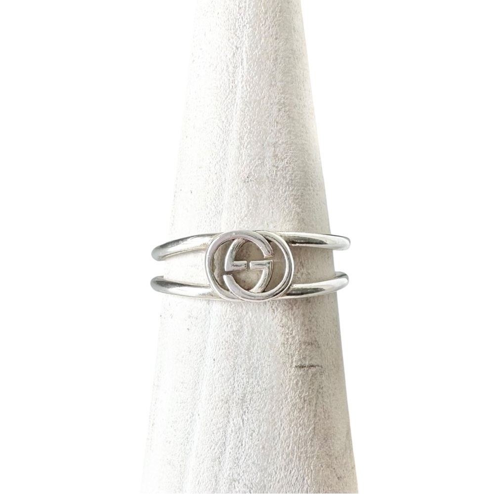 Gucci 925 Silver Interlocking GG Ring Size 6 - Picture 7 of 7